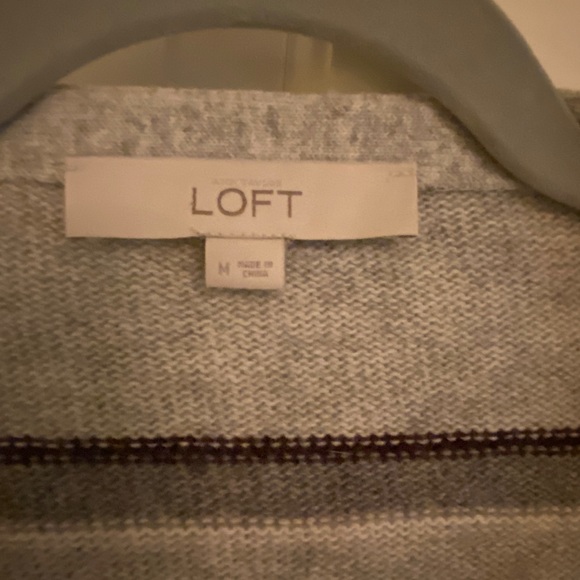 LOFT poncho style knit sweater, multicolor stripes, size M - Picture 3 of 3